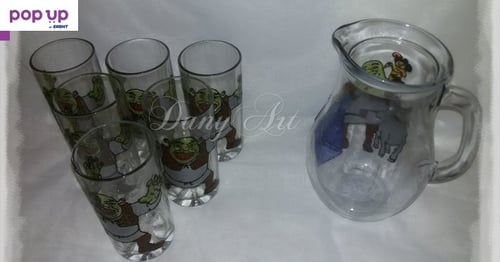 Комплект чаши за вода и кана Шрек