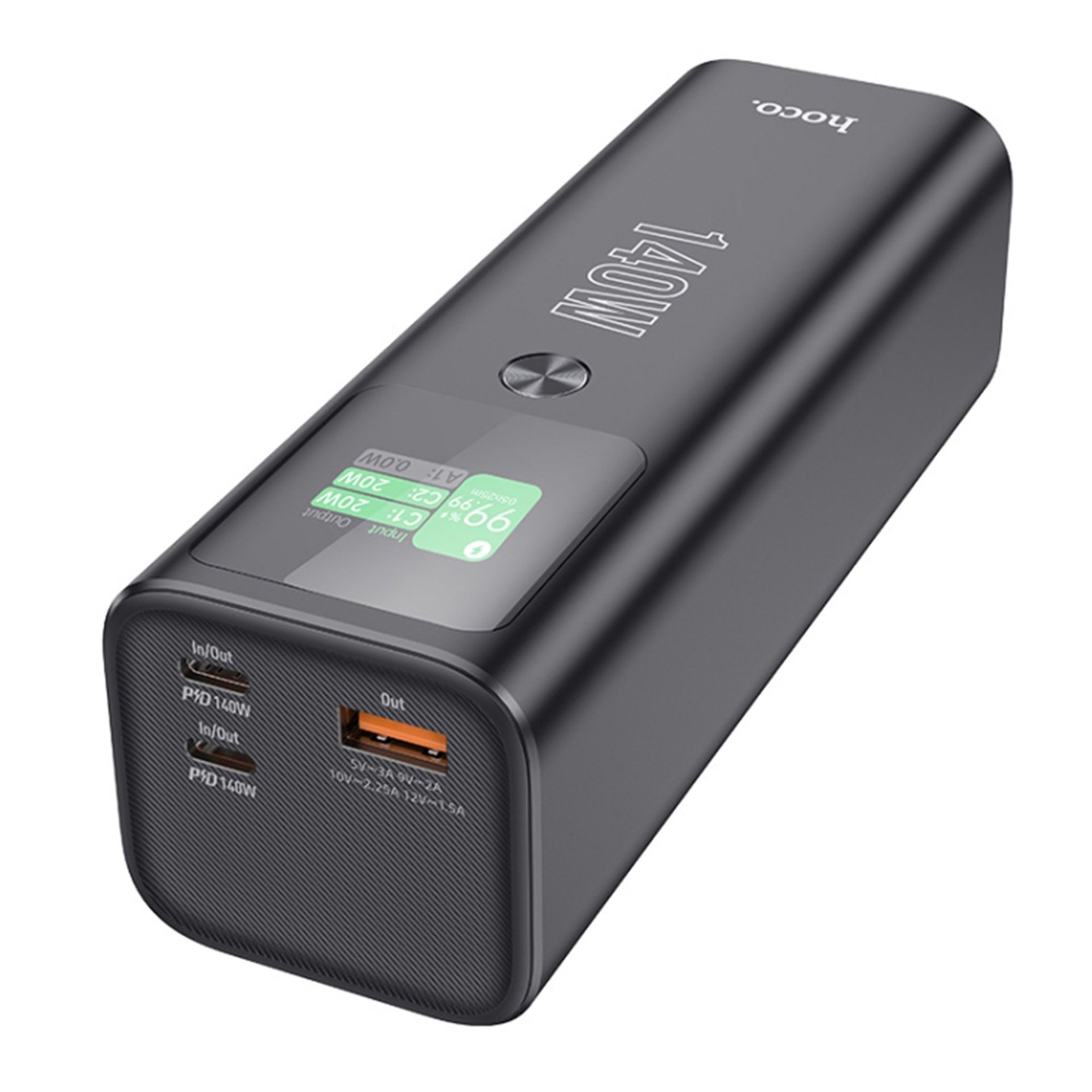 Hoco - Power Bank Electric (Q17) - USB, 2x Type-C, цифров дисплей, 140W, 25000mAh - черен