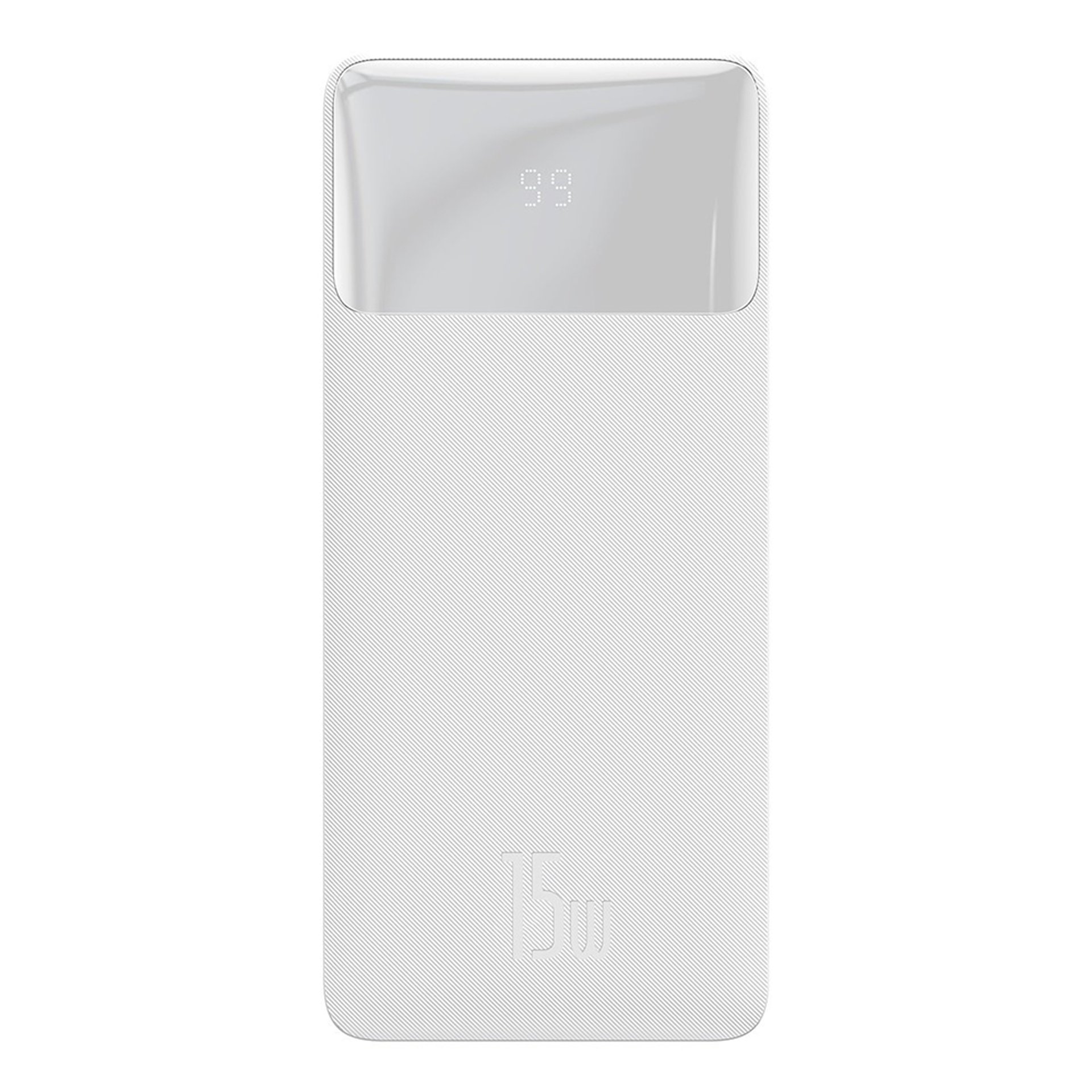 Baseus - Power Bank Bipow (PPBD050202) - Цифров дисплей 2xUSB, USB-C, Micro-USB 30000mAh 15W + Кабел Micro-USB 0.25m - Бял