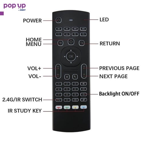 Смарт дистанционно с въздушна мишка и клавиатура MX-3 за компютър и Android TV BOX 3 в 1