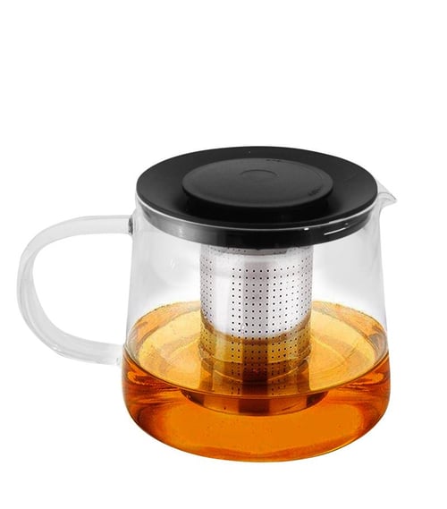 Стъклена кана за чай с цедка,термоустойчиво стъкло- 600 мл.
