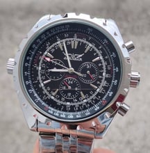 Jaragar Black Silver S1144-2 Луксозен мъжки автоматичен механичен часовник с метална верижка