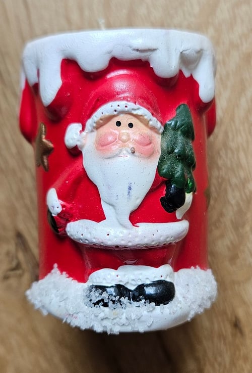 Свещник керамичен Коледен + Свещ дядо Коледа + късметче
