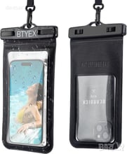 BTYEX Универсален водоустойчив калъф за телефон до 7 инча, черен