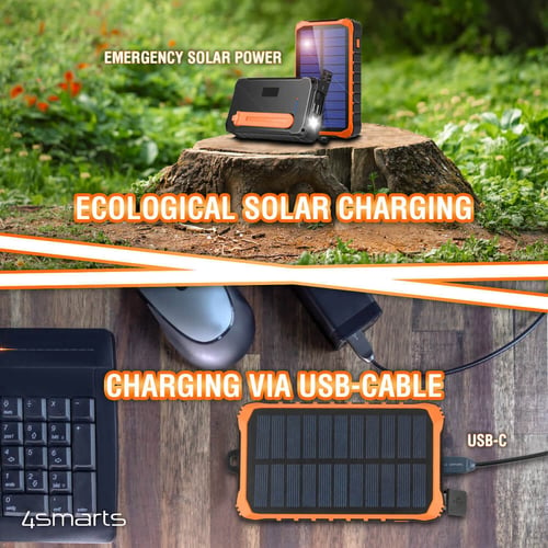 Соларна външна батерия с динамо и 2xUSB-A изхода от 4smarts Solar Rugged