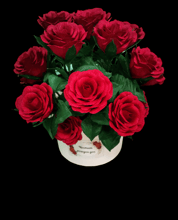 Кутия с ръчно изработени червени рози