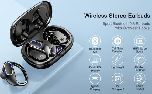 Rulafiss Q28 Безжичи слушалки, спортни Bluetooth 5.3
