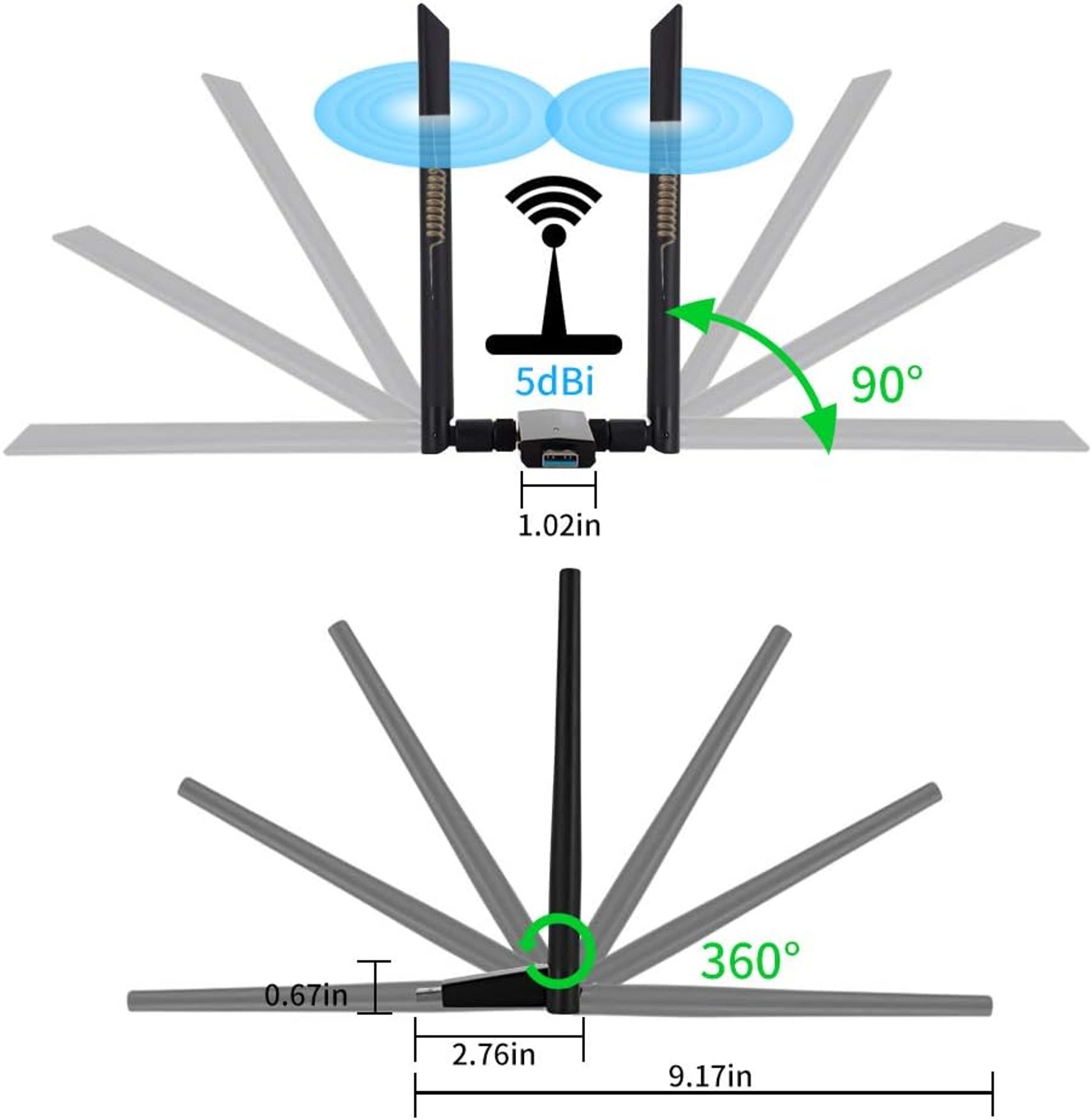 1200Mbps USB WiFi адаптер двубандов VOODA