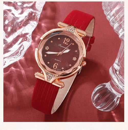 Луксозен комплект с часовник колие пръстен и обеци