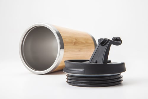Термо чаша (термос) с бамбуково покритие + Кутия за храна (кутия за обяд) "Бенто Бокс" с прибори