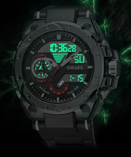 SMAEL Silver Black 8060 Мъжки спортен кварцов и цифров часовник