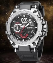 SMAEL Silver Black 8060 Мъжки спортен кварцов и цифров часовник