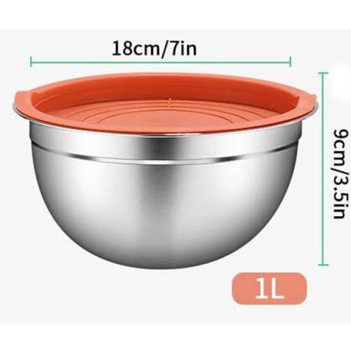 Иноксова купа за смесване с капак -18х9 см., 1 литър