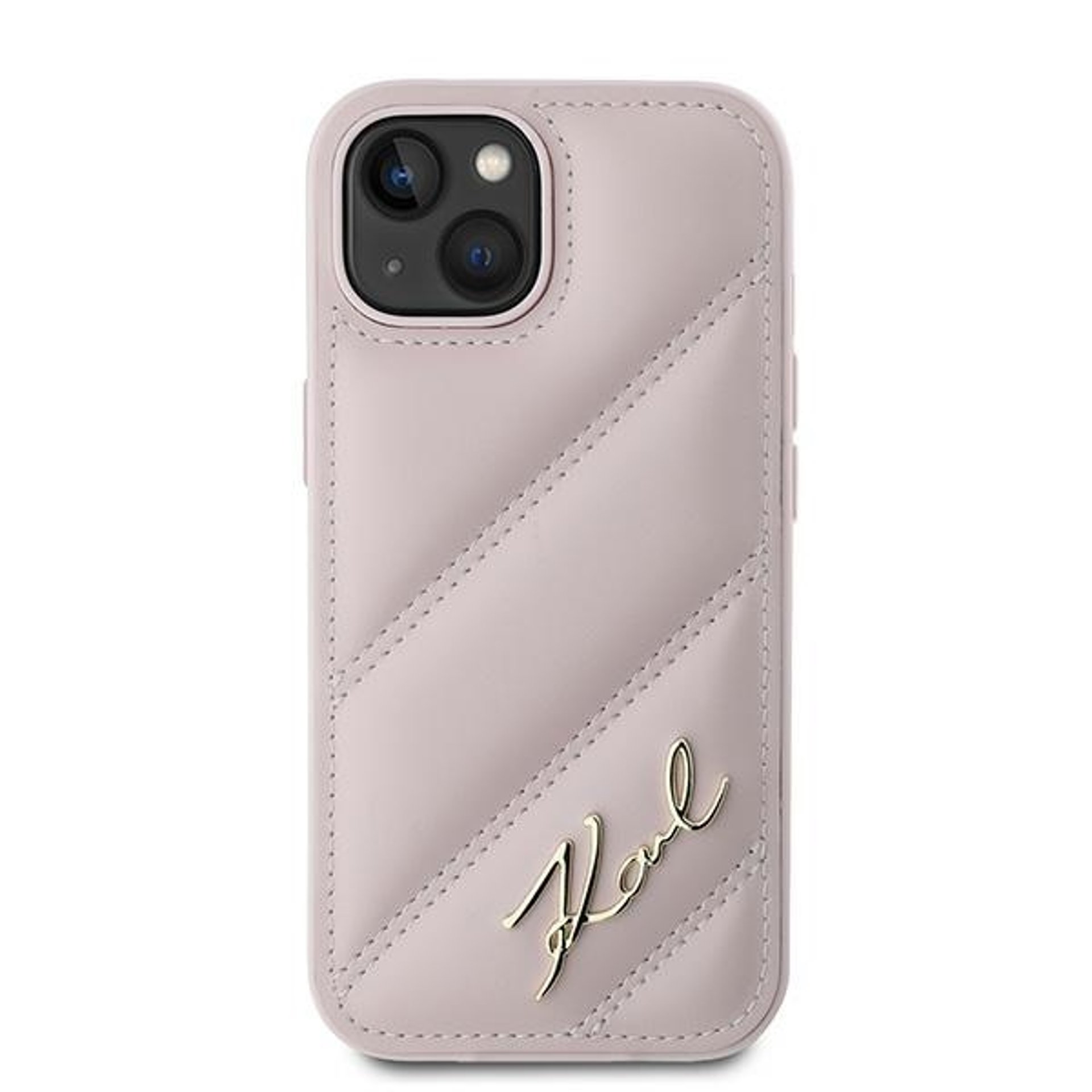 iPhone 15 / iPhone 14 / iPhone 13 - Калъф Karl Lagerfeld Diagonal Quilted Script (KLHCP15SPQQDSMGP) - розов