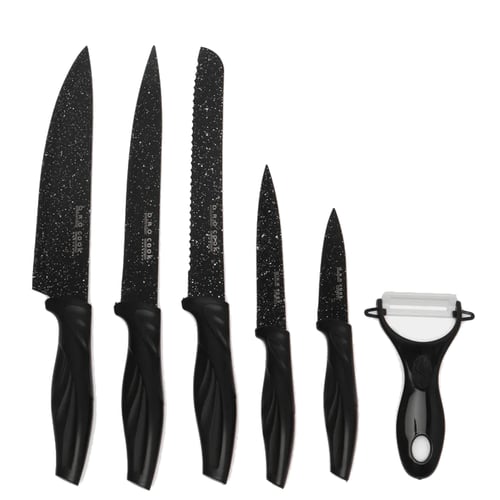 Комплект стоманени ножове, 6 части, незалепващо покритие
