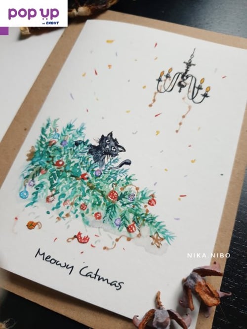 Коледна картичка "Meowy Catmas" от Nika.Nibo