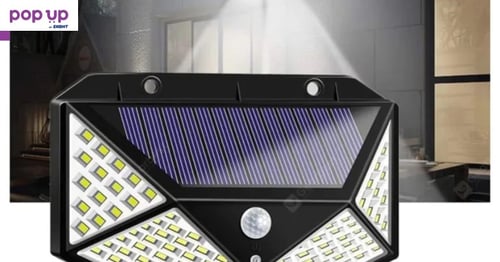 Четворна соларна LED лампа със сензор за движение - 100 диода