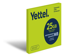 Йеттел предплатен стартов пакет Мобилен интернет 25 GB data sim card YETTEL