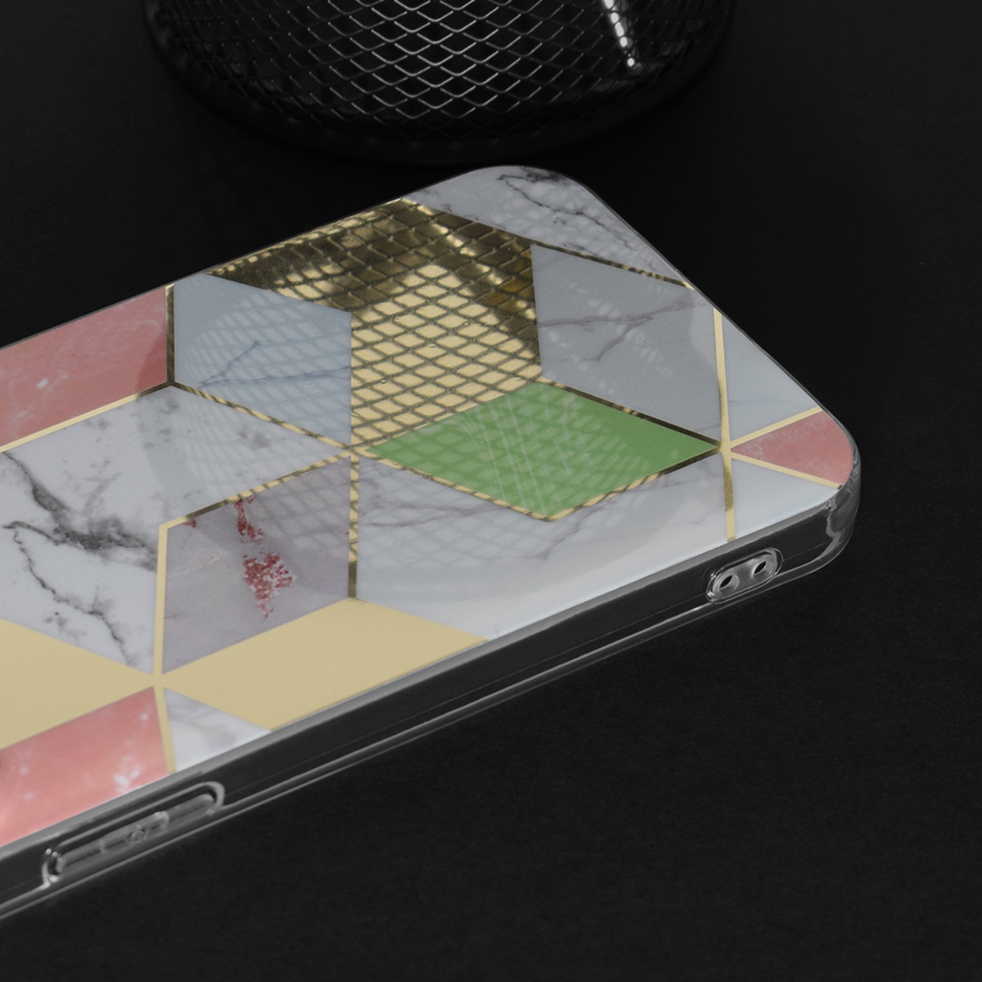 Techsuit - серия Marble - iPhone 14 Pro Max - лилав шестоъгълник