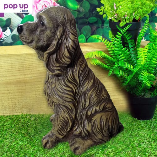 Декоративна фигура от бетон куче - патирано в бежов и кафяв цвят