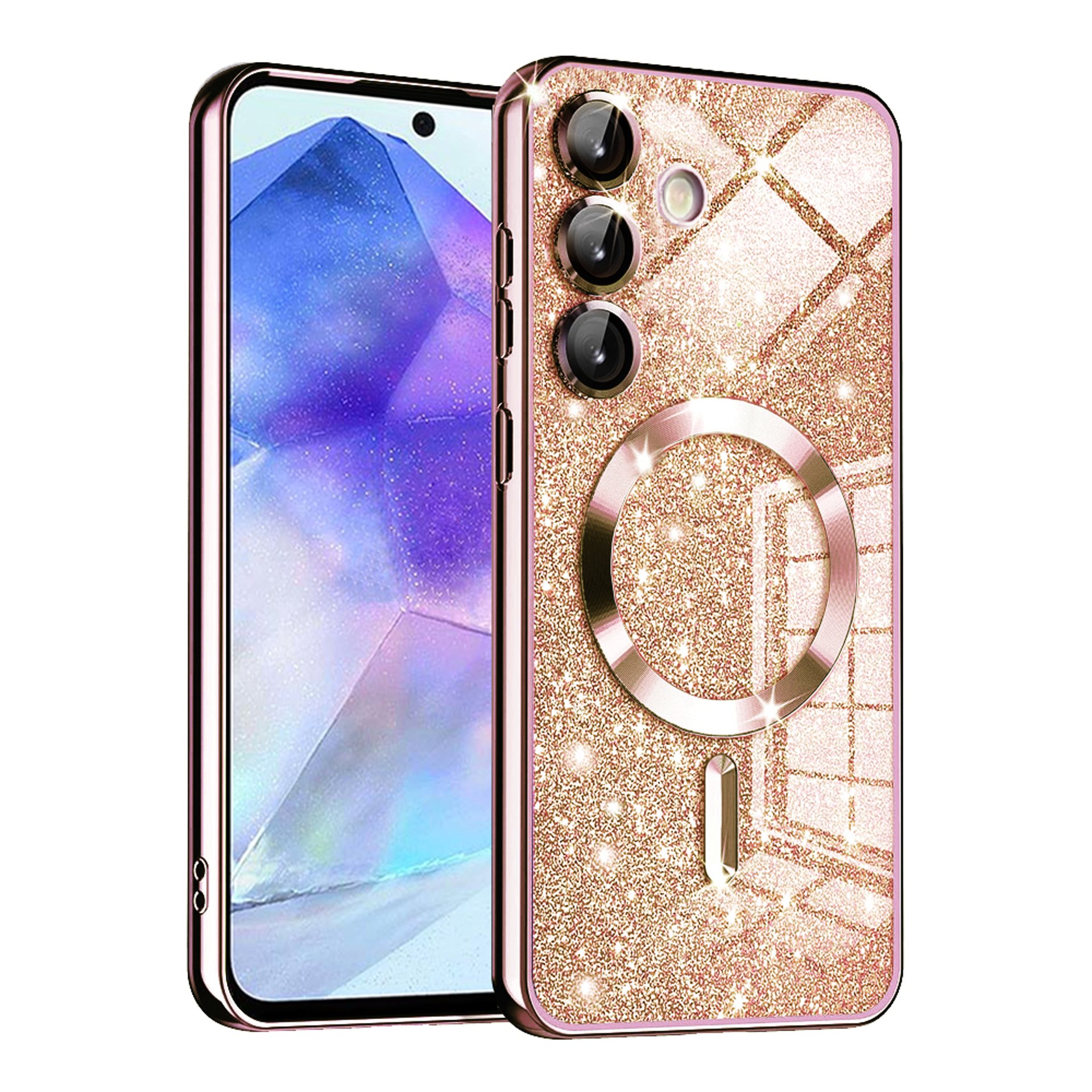 Кейс за  Samsung Galaxy A55 5G - Techsuit Luxury Glitter MagSafe - Розово Злато