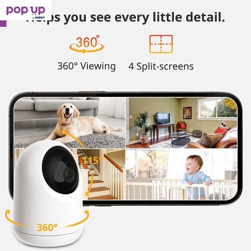 SwitchBot Baby Monitor 2K вътрешна камера,Pan Tilt ,360°нощно виждане,двупосочно аудио,2.4G Wi-Fi