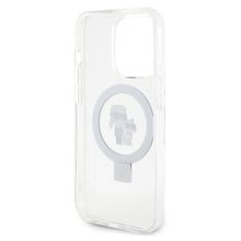 iPhone 15 Pro - Калъф - Karl Lagerfeld Hardcase Ring Stand Magsafe (KLHMP15LHHMMRSKCH) - Бял Karl&Choupettte