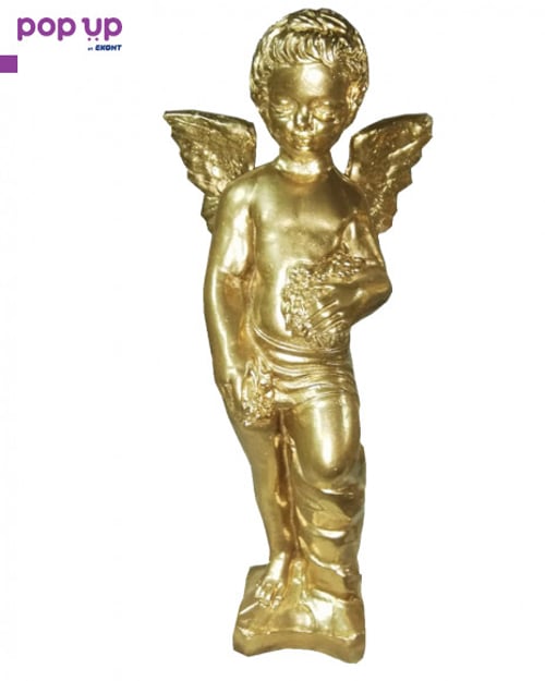Бетонна статуя ангел за декорация - златен цвят