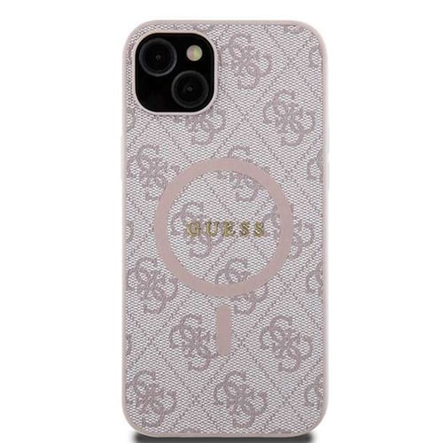 iPhone 15 Plus / iPhone 14 Plus - Калъф - Guess Hardcase 4G Charms Collection (GUHCP15MGF4GBR) - кафяв