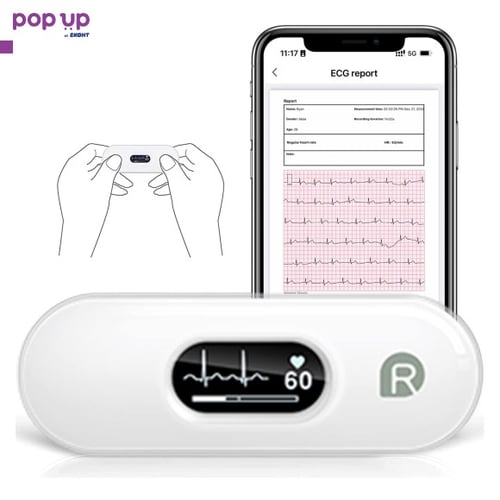 Мобилно ЕКГ устройство Wellue DuoEK-S, Bluetooth безжичен преносим сърдечен монитор за iOS и Android