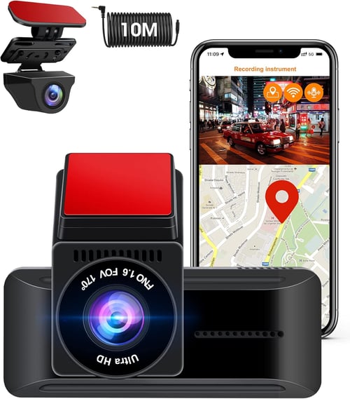 4K Wifi GPS Dash Cam Shenzen W19 отпред и отзад