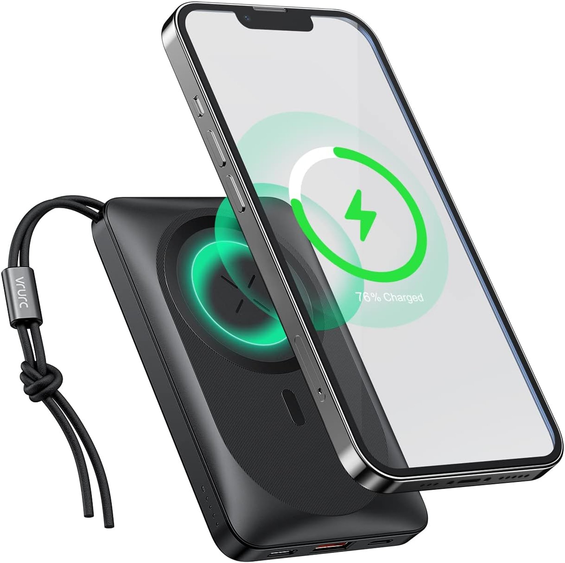 Безжично преносимо зарядно устройство VRURC за iPhone, 10000 mAh Magnetic Power Ban