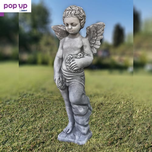 Ангел от бетон статуя фигура за градина - сив цвят