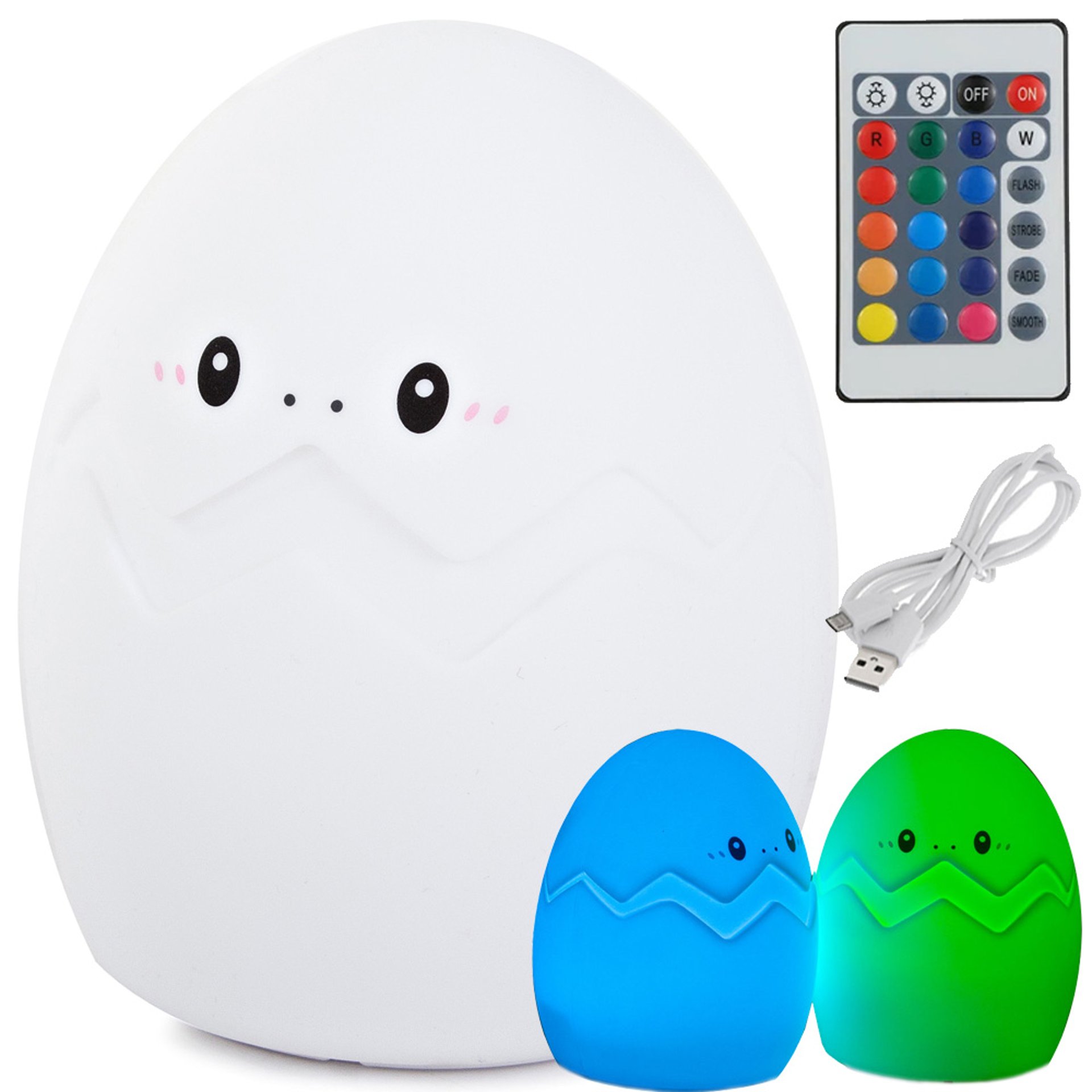 Детска нощна лампа led egg rgb дистанционно управление usb