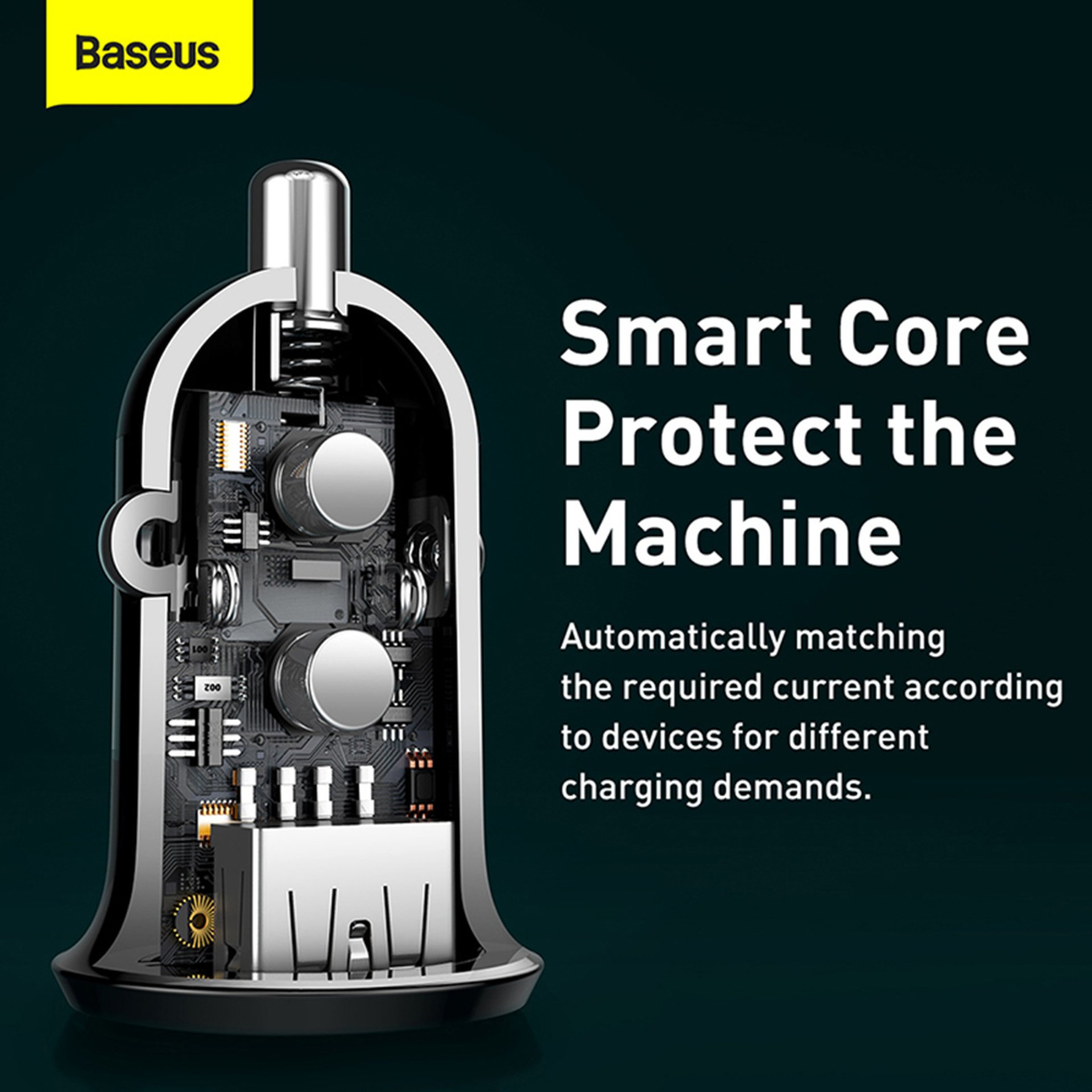 USB автоматично зарядно устройство, 5V, 3.1A - Baseus Grain (CCALL-ML02) - бяло