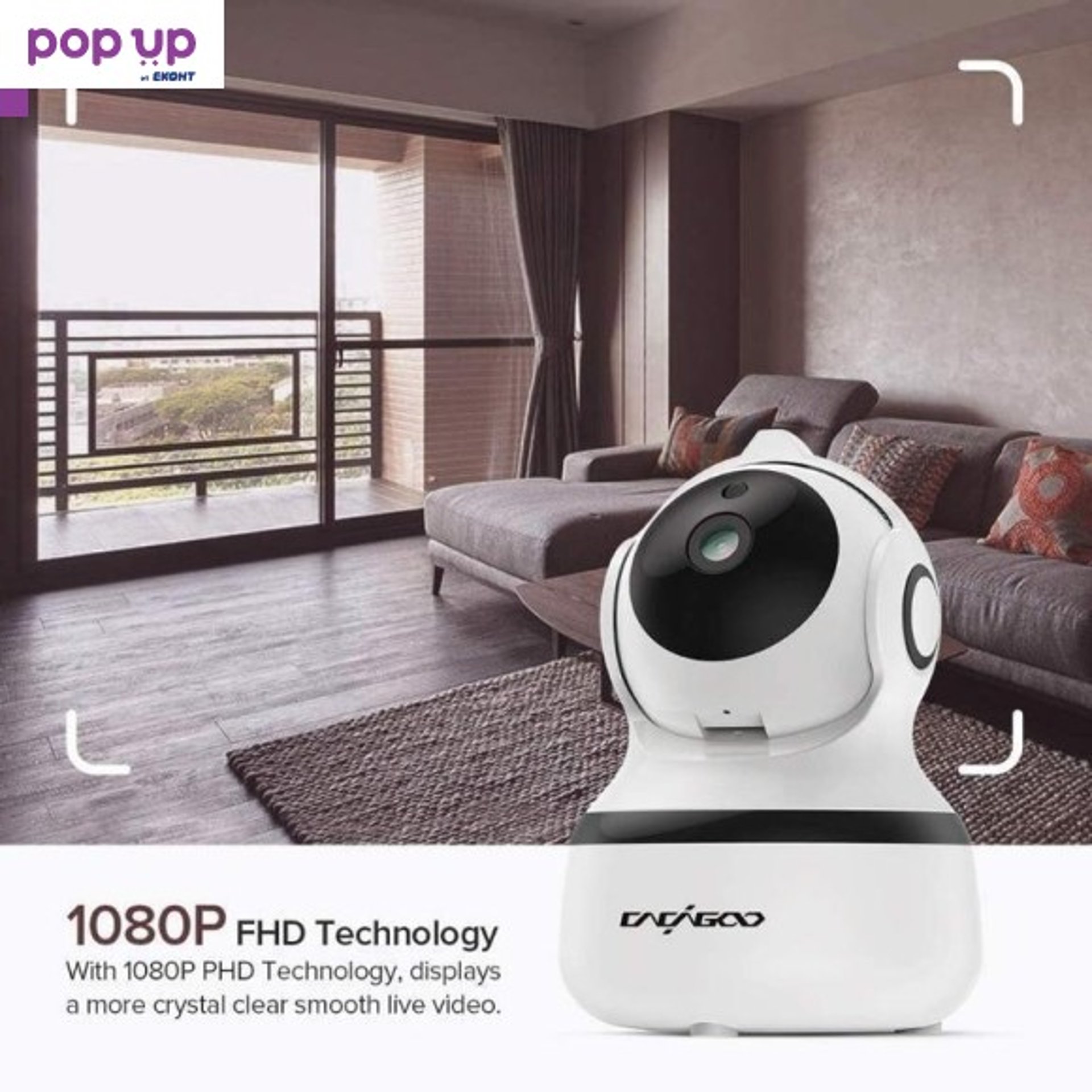 Камера за наблюдение Cacagoo S3344, Wi-Fi, Нощно виждане,1080P HD,360 градуса, Ротация