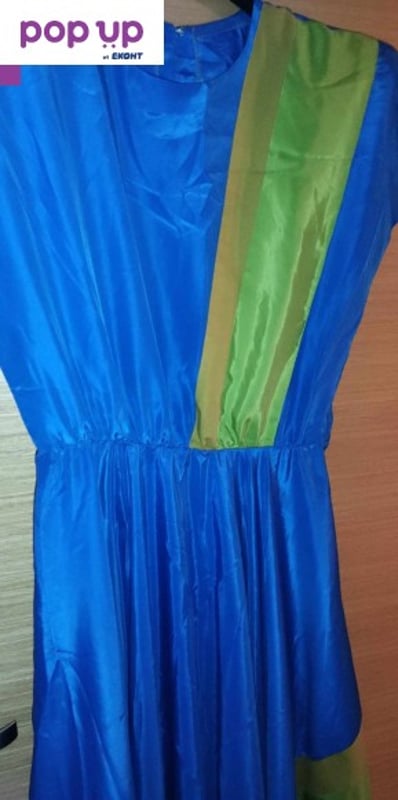Синя копринена дамска рокля