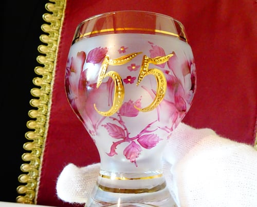 Немска кристална чаша,бокал,злато,рози.