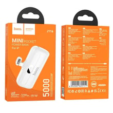 Hoco - Power Bank Cool (J116) - Мини джобно зареждане за Lightning с LED цифров дисплей, 5000mAh - Бял