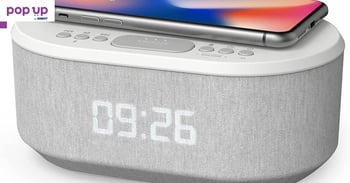 i-box Bedside Radio Alarm Clock with USB Charger, Bluetooth Speaker, QI Wireless Charging, Dual Alar