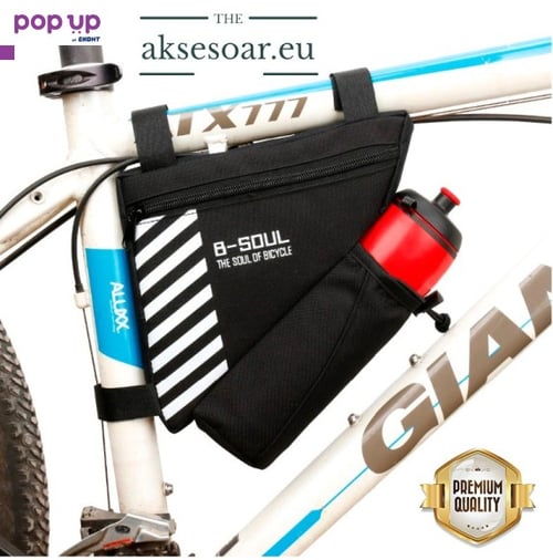 Водоустойчива триъгълна чанта чантичка за рамката на велосипед колело с джоб за бутилка портфейл
