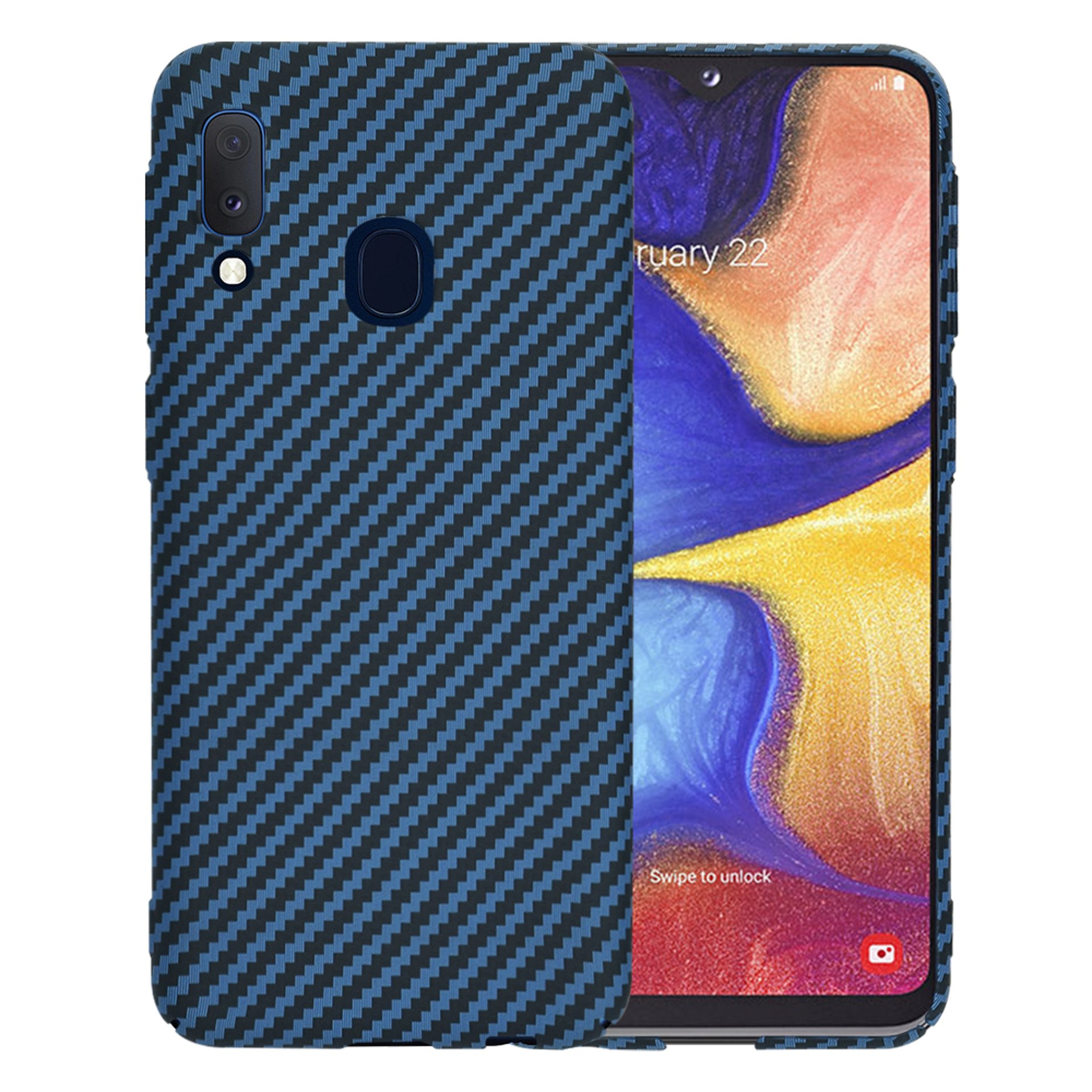 Samsung Galaxy A20e - Калъф - Techsuit Carbonite FiberShell - Cyan