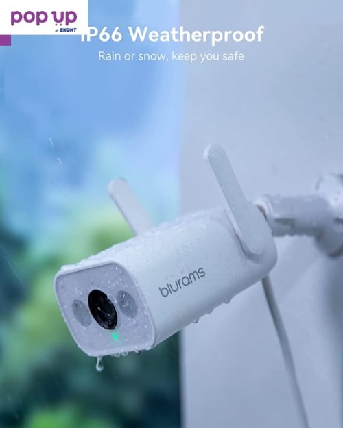 Външна охранителна камера blurams, 3MP външна камера с цветно нощно виждане, двупосочно аудио, IP66