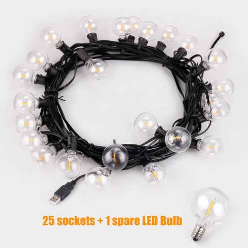 AUOPLUS Led крушки,15M G40 Patio String Lights с 25 нечупливи димируеми LED пластмасови круш