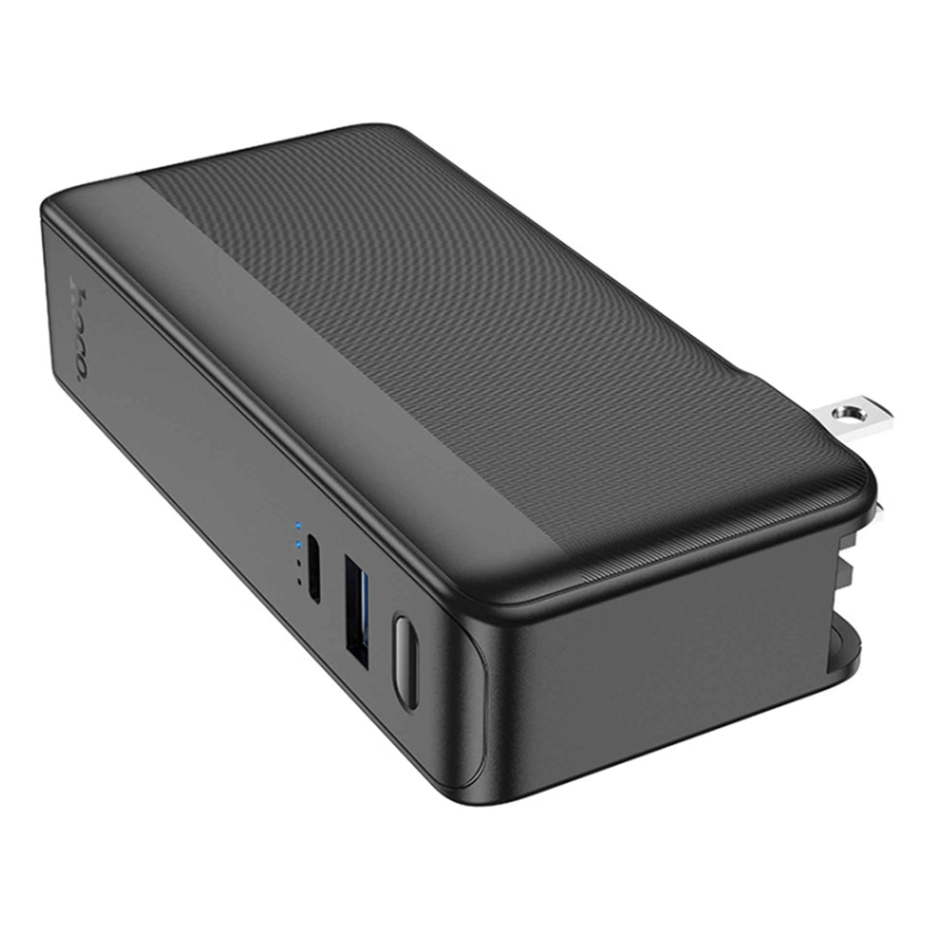 Hoco - Power Bank with US / EU Plug Friendly (Q16) - USB, Type-C, 22.5W, 10000mAh - Черен