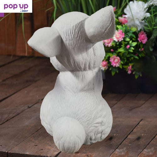 Градинска фигура на зайче от бетон за декорация - бял цвят