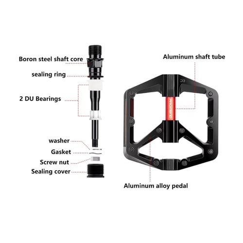 Леки алуминиеви педали за велосипеди, Рефлектор, Двоен DU лагер, Широк