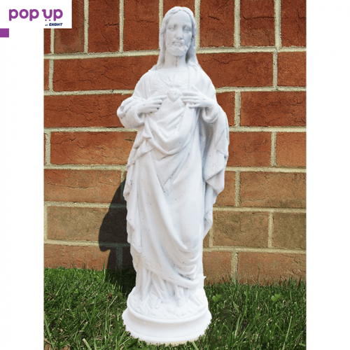 Бетонова фигура статуя на Исус Христос - бял цвят