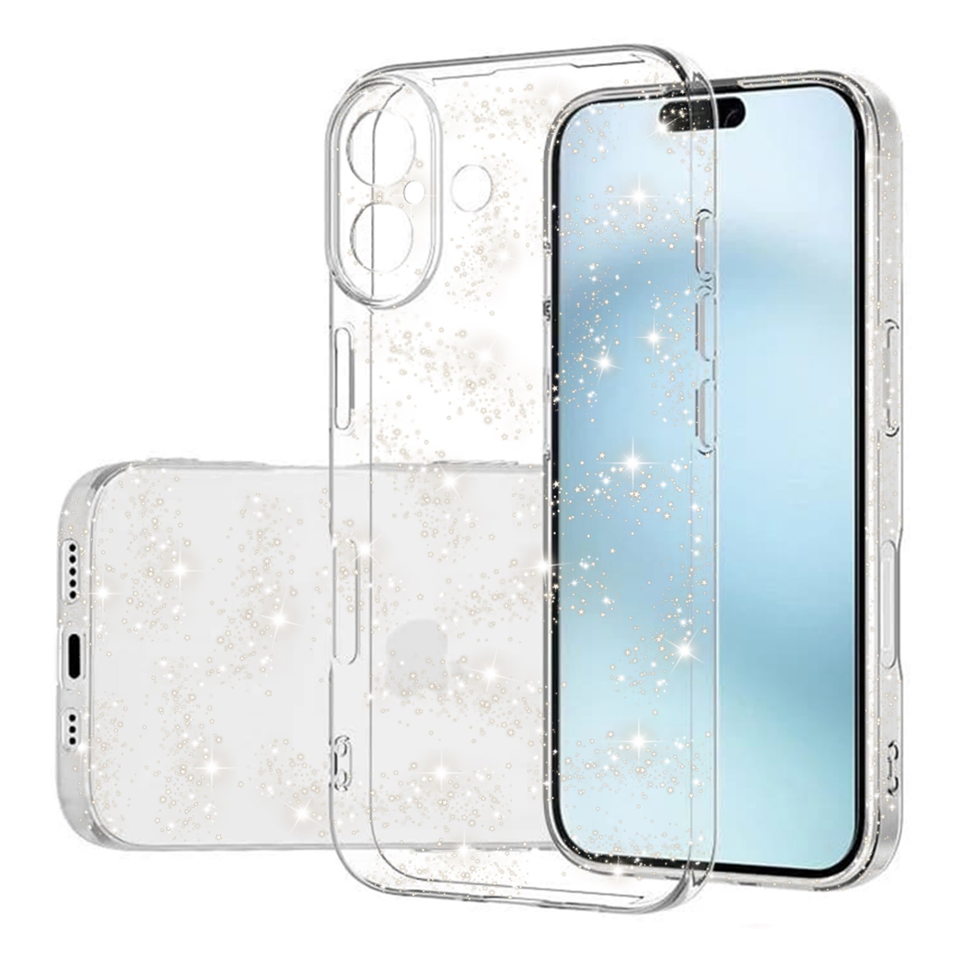 за iPhone 16 Plus - Калъф - TechSuit SparkleSkin Серия - Прозрачен