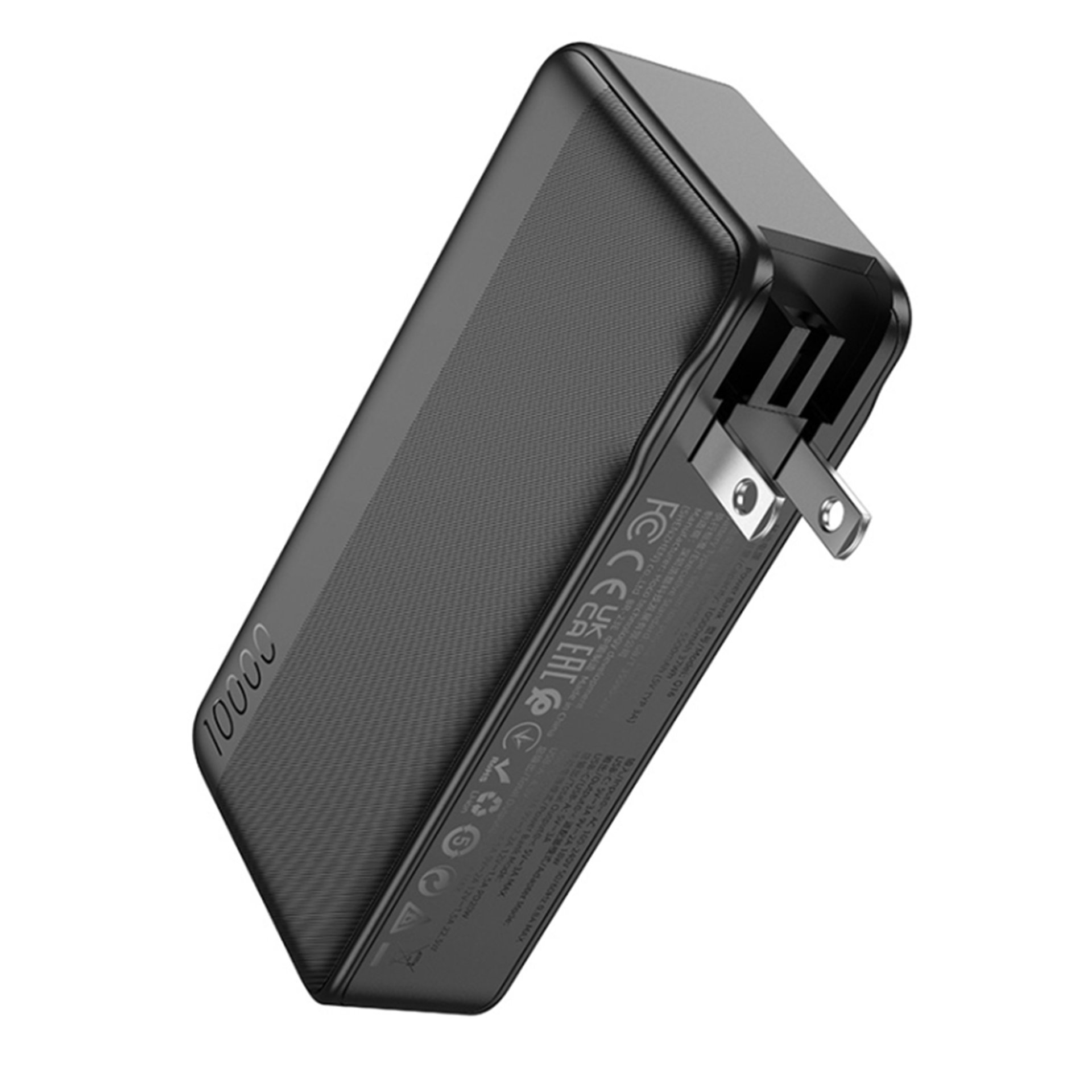 Hoco - Power Bank with US / EU Plug Friendly (Q16) - USB, Type-C, 22.5W, 10000mAh - Черен